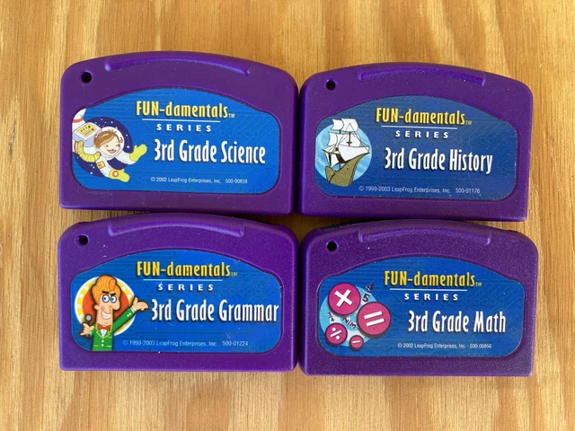 Lot 4 LeapPad Leap Frog cartridges 3rd Grade Math Science History Grammar Fun