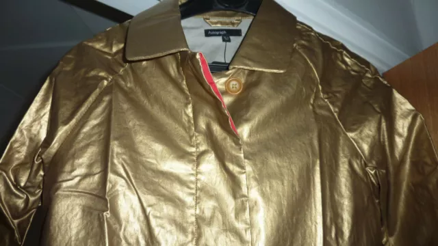 Cappotto Impermeabile Marks & Spencer Autografo M&S Oro Metallizzato Mac Età 12 - 13 Nuovo Con Etichette