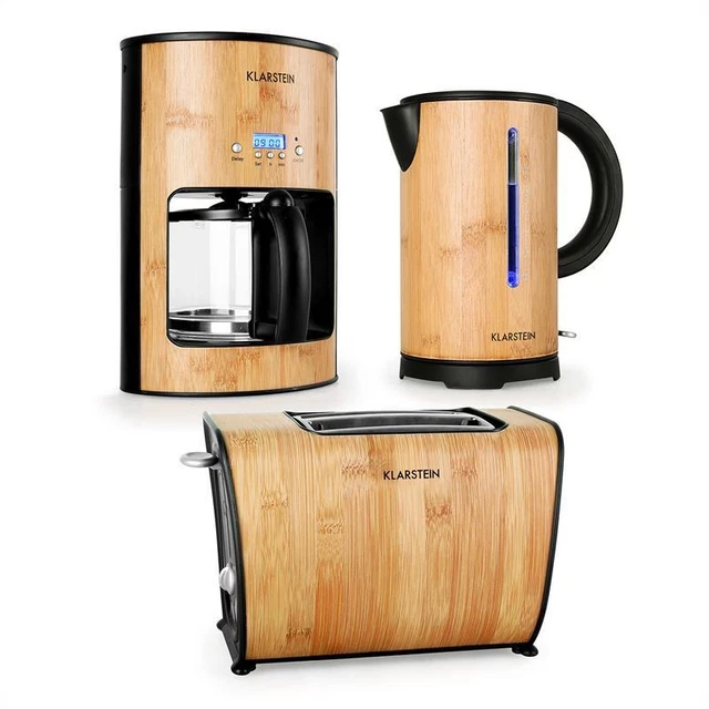 HOTEL GASTRO BAMBUS Frhstcksset Kaffeemaschine Toaster Wasserkocher Holz  Look EUR 124,99 - PicClick DE