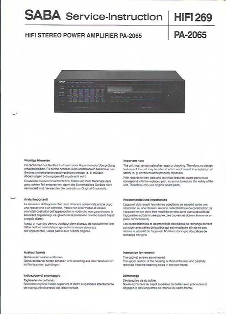 MANUAL DE SERVICIO original Saba para sintonizador TS - 2030 RDS