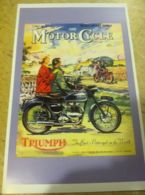 Vintage 1955 Triumph Motorcycle Poster Advertisement T501