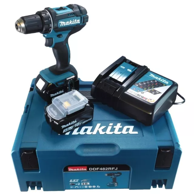 Makita Akku-Bohrschrauber DDF482RFJ Set 18V  inkl. Gratis Bit Set 2