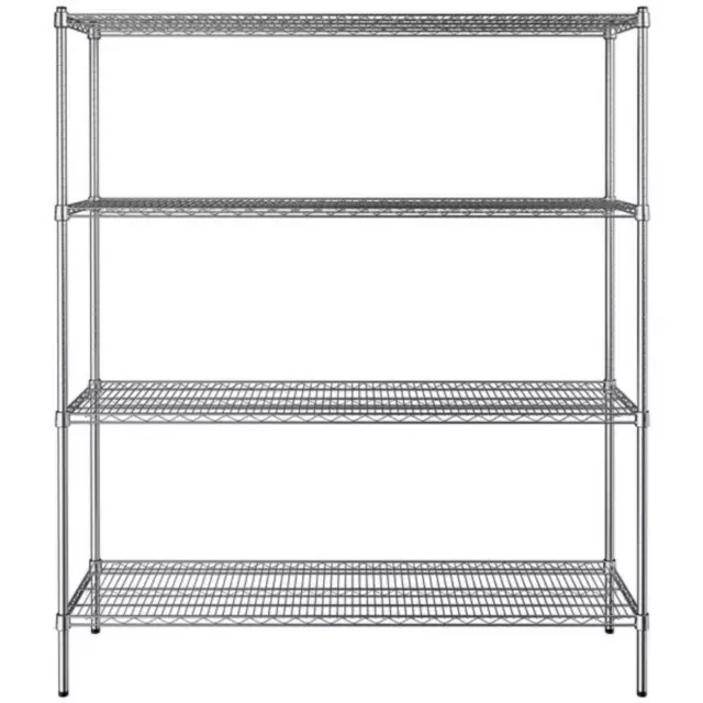 Chrome 4 Tier Wire Shelving Metal Storage Shelf Home Office Kitchen Stand Rack 2