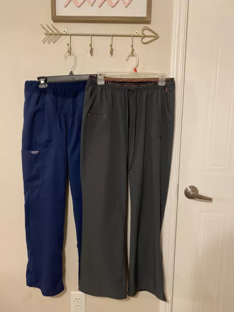 Heartsoul And Cherokee Womens Scrubs Size Large 2 pair of pants Navy blue&grey