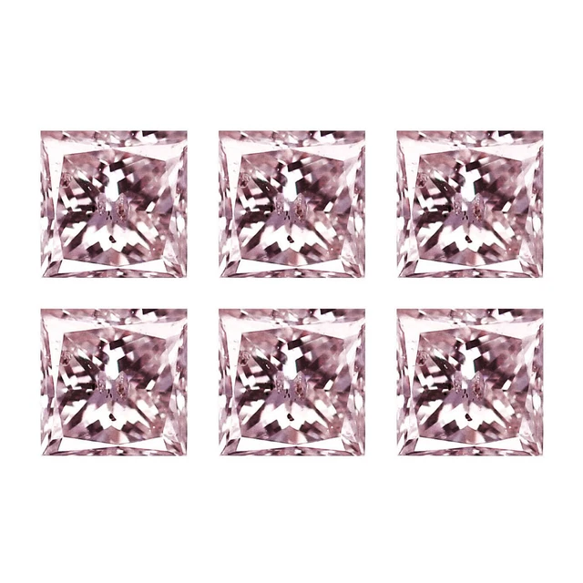 0.23Ct (6Pcs) Lot Coupe Carrée 2 X 2 mm Diamant Rose Véritable Étincelant