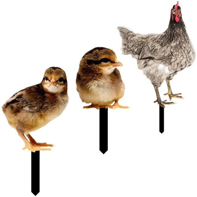 3pcs Lifelike Garden Chicken Stake Decoration Lawn Insert Poultry Sculpture