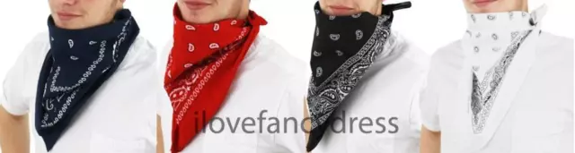 Bandana Printed Neckerchief Western Bandit Fancy Dress Costume Accessory Lot