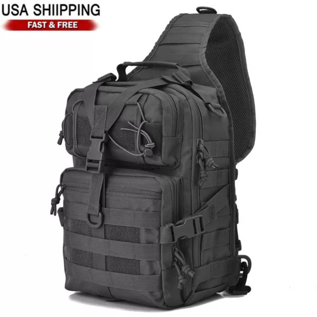 Mens Backpack Tactical Sling Shoulder Bag Molle Outdoor Hiking Travel Chest Pack