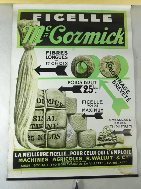 publicité affiche ancienne MC CORMICK MACHINE AGRICOLE art populaire TRACTEUR