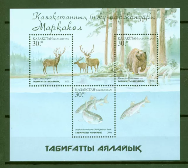 Kasachstan 2001 - Tiere Fische Rothirsch Forelle Braunbär Markakol - Block 20 **