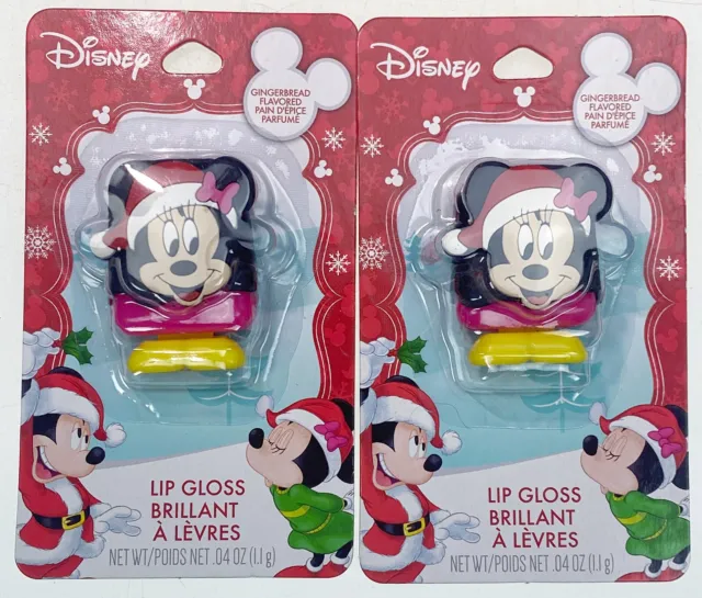 2 Minnie Mouse Disney Lip Gloss Christmas Gingerbread New Sealed