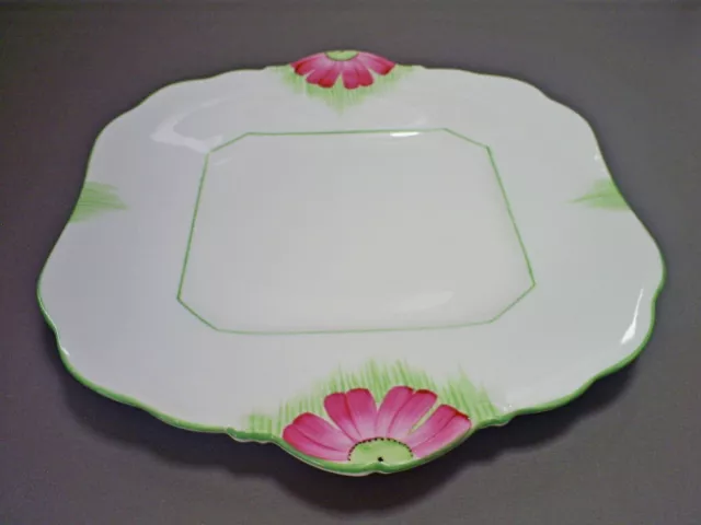 TWO 1930's VINTAGE AYNSLEY BONE CHINA PINK DAISY 5102 10 " BREAD & BUTTER PLATES 3