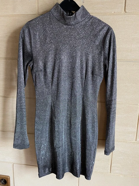 Robe De Soirée Paillettes Noire Et Argent Lipsy - Portée Une Fois - Excellent état