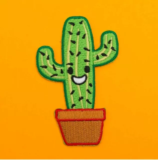 Happy Cactus in a Pot Patch Iron On Sew kawaii cactii funny don't be a prick mex