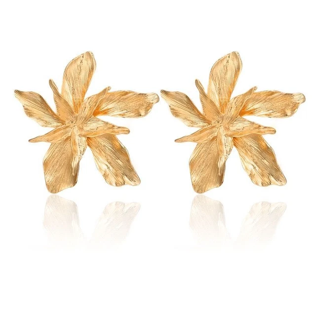 Women Elegant Petal Earring Big Flower Stud Earrings Lady Party Ear Dangle 1Pair