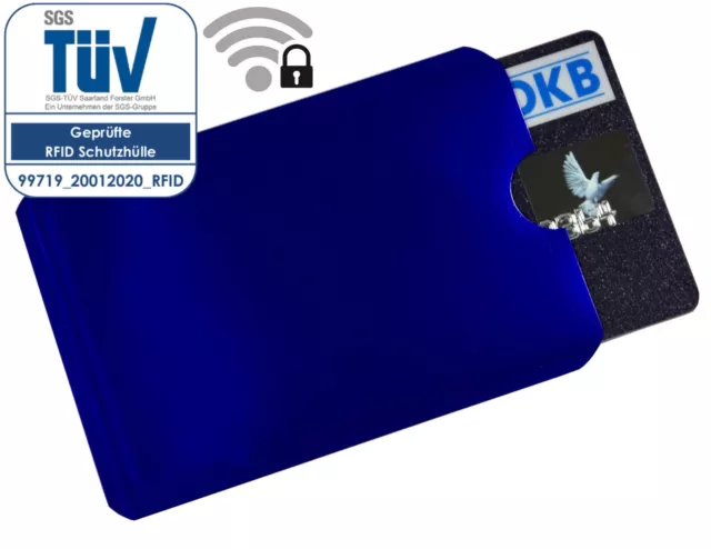 RFID Schutzhülle Blau Soft EC Kredit Scheck Kartenhülle Ausweisetui NFC Blocker