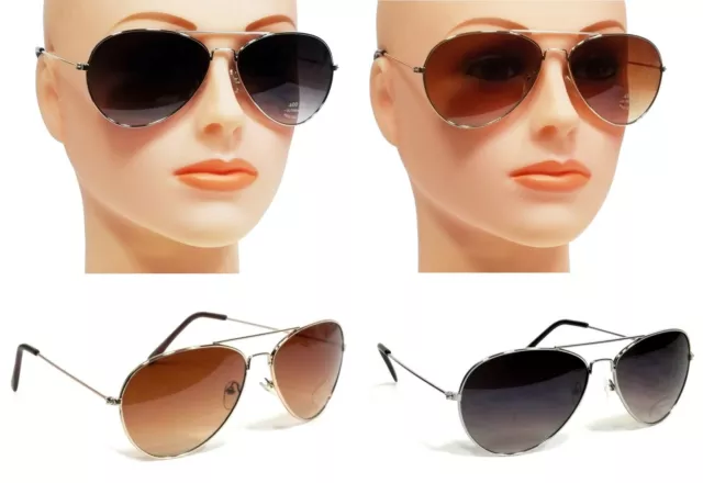 NWT Classic Retro Aviator Men Women Sunglasses Stark Metal Frame Smoke Lens