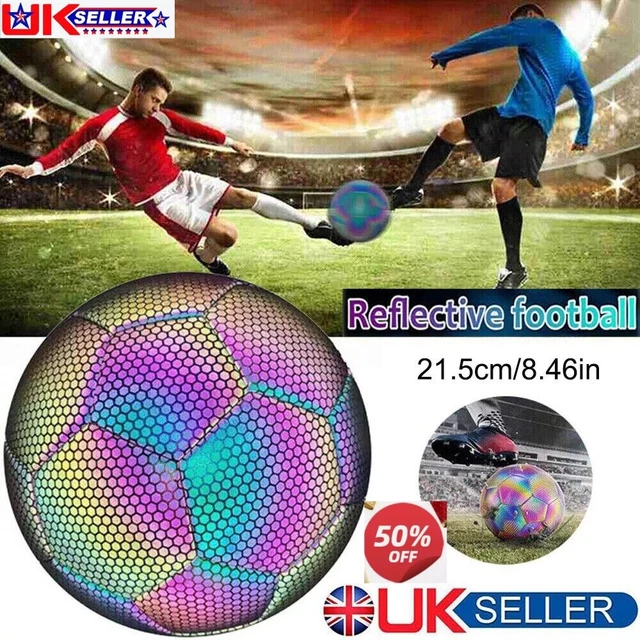 HOLOGRAPHIC GLOWING REFLECTIVE Soccer Ball Flash Luminous Football ...