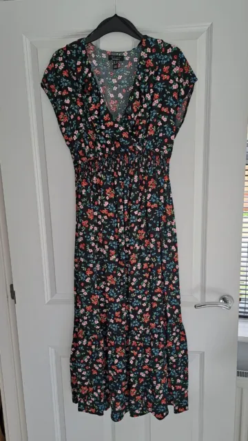 New Look Maternity Black Floral Midi Wrap Dress - Size 10 - Used