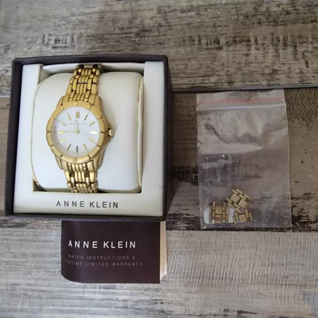 Anne Klein Women's Gold Tone Round Face Chain Link Watch