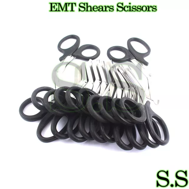 12 PC EMT Shears (Scissors) Bandage Paramedic EMS Supplies 7.25" - BLACK