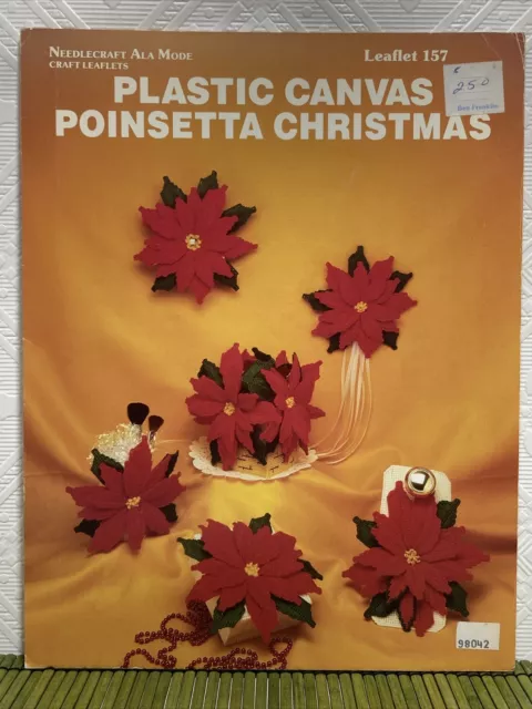 Patrones de lona de plástico modo aguja ala Poinsetta tela de Navidad caja puerta