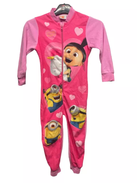 YD Sleepsuit 6-7 Years Girl Pink Fleece Long Sleeve Despicable Me Minion Made