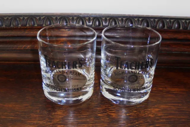 2 Teachers HIGHLAND CREAM Perfection Of Old Scotch Whiskey Drinking Glasses
