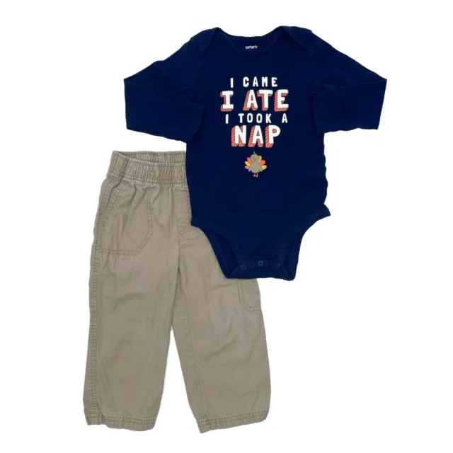 Carter's Toddler Thanksgiving Turkey Came Ate Nap Shirt & Pants Outfit Set 24M