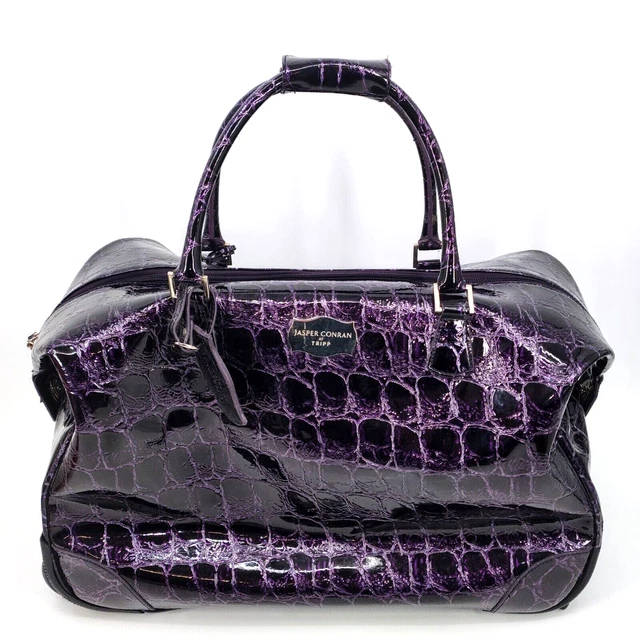 JASPER CONRAN AT Tripp Dark Purple Mock Croc Wheeled Luggage Holdall Bag 40.00 PicClick UK