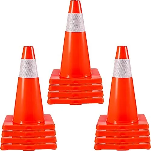 12Pack 18" Safety Road Parking Cones PVC Base, Traffic Cones 18"(12Cones)