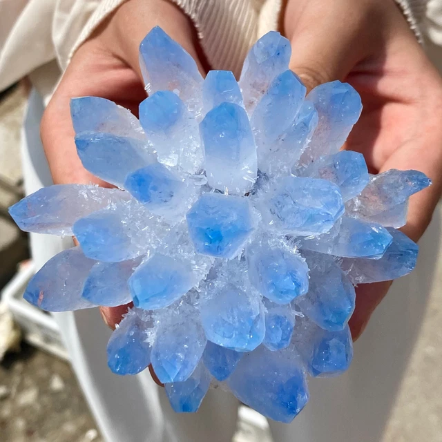 428G New Find BLUE Phantom Quartz Crystal Cluster Mineral Specimen Healing 2