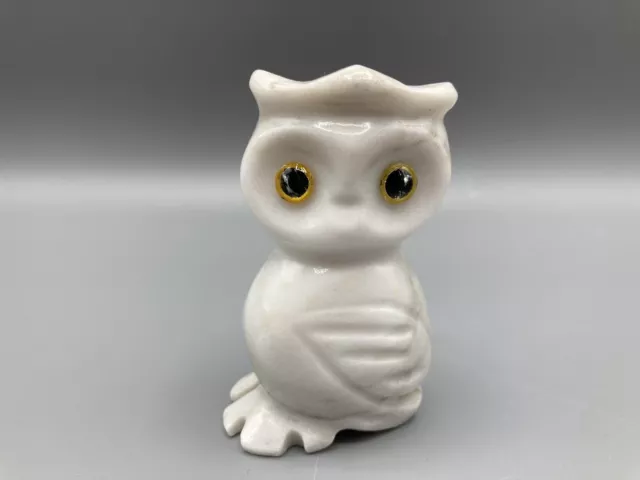 Small Carved Marble Owl Figurine Ornament