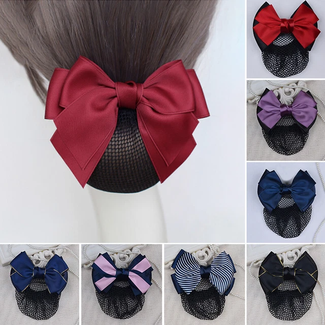 Damen Satin Schleife Haar Netz Braten Schal Mit Abdeckung Barrette Haarklamm /