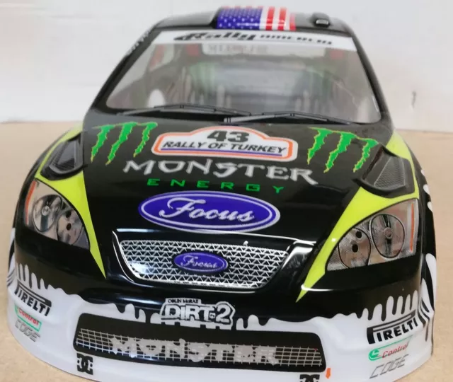 1/10 RC Auto 190 mm Rallye auf der Straße Drift Ford Focus "Monster Energy" Karosseriehülle