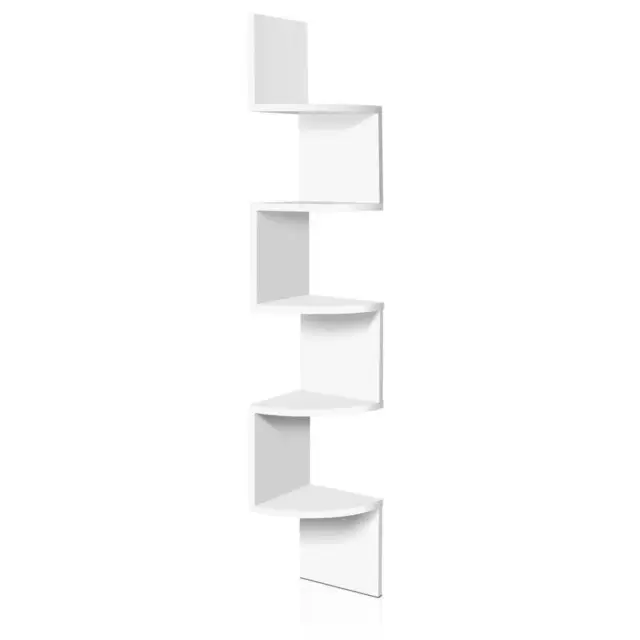 Artiss 5 Tier Corner Wall Floating Shelf Mount Display Bookshelf Rack White