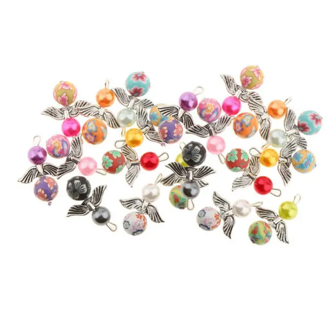 20 Mix Angel Charms Pendant Colored Polymer Clay Beads & To