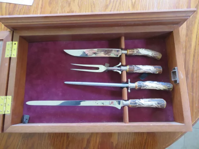 Vtg 4 Piece Anton Wingen Jr. Othello Cutlery Knife Carving Set Solingen Germany 2