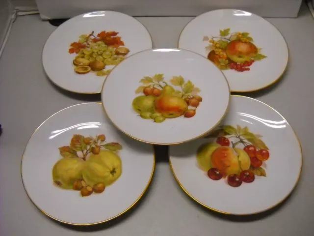 Bareuther Waldsassen Bavaria Salad Dessert Plates w/ Fruit Motifs Set of 5