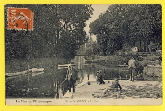 cpa 94 - NOGENT sur MARNE en 1908 Le PORT Pêcheurs