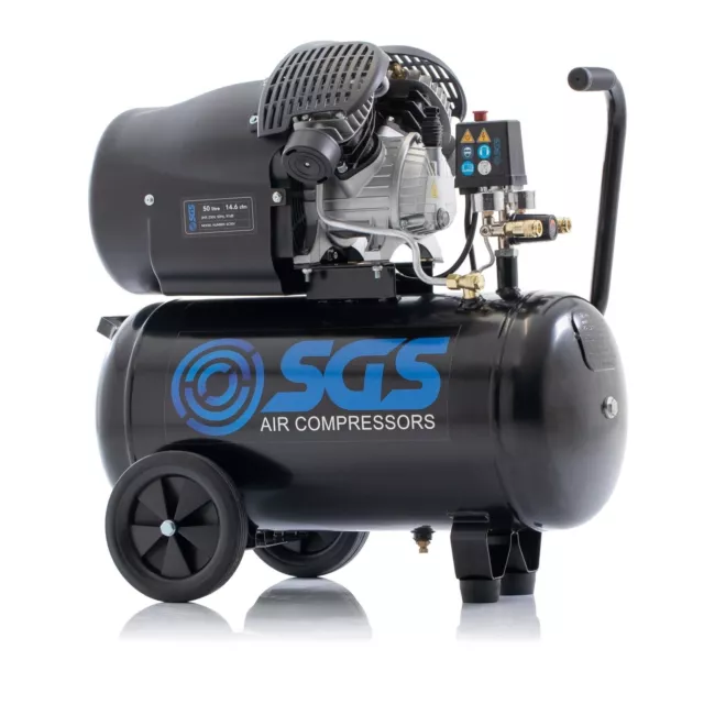 SGS 50 Litre Direct Drive V-Twin High Power Air Compressor - 14.6CFM 3.0HP 50L