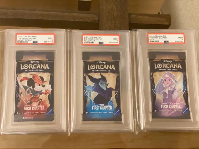 Psa 9 1St Ed 2023/5/1 3X Packs Set Elsa Mickey Mal Lorcana En01 Chapter 1 Foil