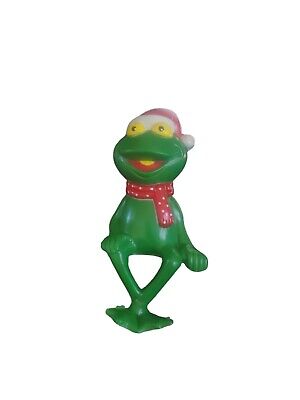 Jim Henson Muppet Kermit the Frog in Scarf and Santa Hat Shelf Sitter - Vintage
