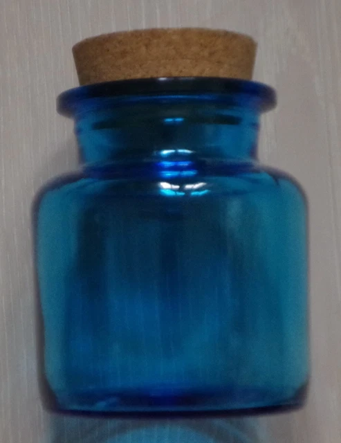 POT EN VERRE bleu avec bouchon en liège EUR 5,90 - FR
