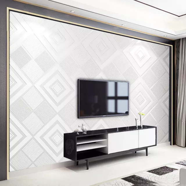 Luxury 3D Textured Wallpaper Roll Home Decor White Wall Paper Roll Wall Covering