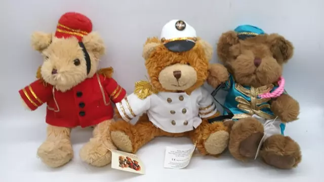 3x Bears from The Teddy Bear Collection - Barney Bellboy, Captain, Liontamer