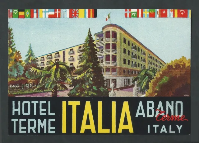 Hotel Italia ABANO TERME Italy - vintage luggage label