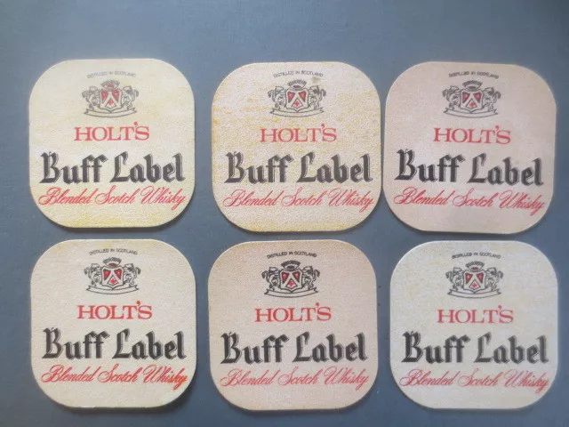 6 x  HOLT,s  Buff Label  Australian Issue Scotch Whisky COASTERS