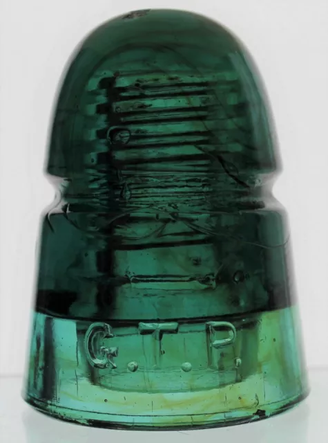 GREEN AQUA w/AMBER CD 145 GTP B GLASS INSULATOR
