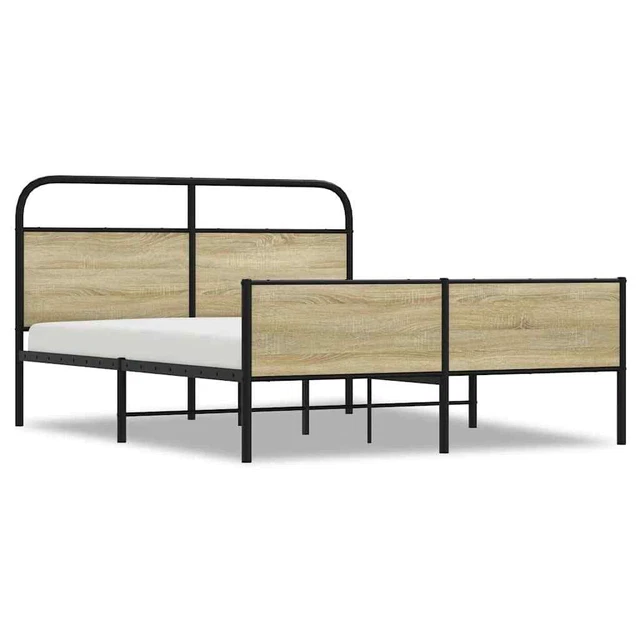 METAL BED FRAME without Mattress Sonoma Oak 150x200 cm King Size vidaXL